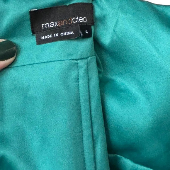 Max and Cleo Women's Teal & Purple Strapless Gown Size 4 With Pockets - Picture 2 of 6